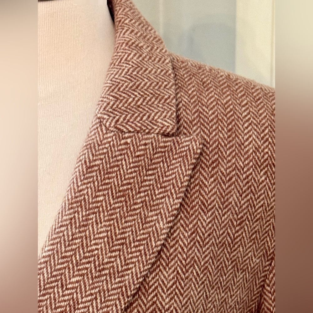 Sundance Tan Herringbone Blazer XS Preppy Academia Old Money Jacket - Picture 11 of 13